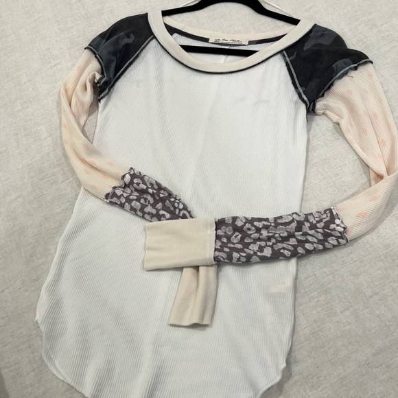 Free People Black and Cream Long Sleeve Top - Picture 3 of 3